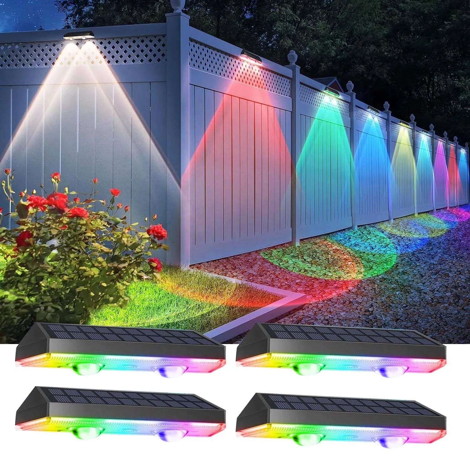 Lampe Solaire Clôture RVB Étanche IP65 Escalier Balcon