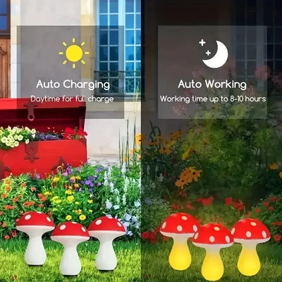 Lampes Solaires Champignons Rouges Décoratives pour Allée