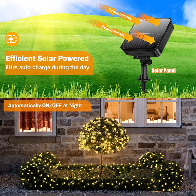 Guirlande solaire LED globes en cristal pour jardin
