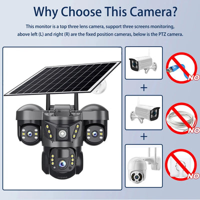 Caméra de Surveillance Solaire 4G Triple Objectif - vue 5