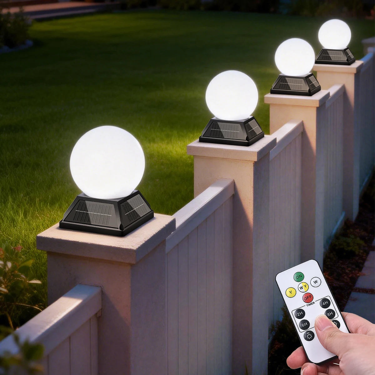 Lampe solaire à colonne ronde pour jardin