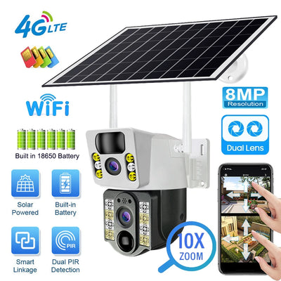 Caméra de Surveillance Solaire 4G Double Objectif 4K V380
