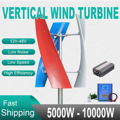 Éolienne Verticale 5 kW à 10 kW 12V 24V 48V MPPT Hybride
