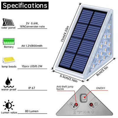 Spot Solaire Extérieur Clipsable Escalier Lentille Antivol