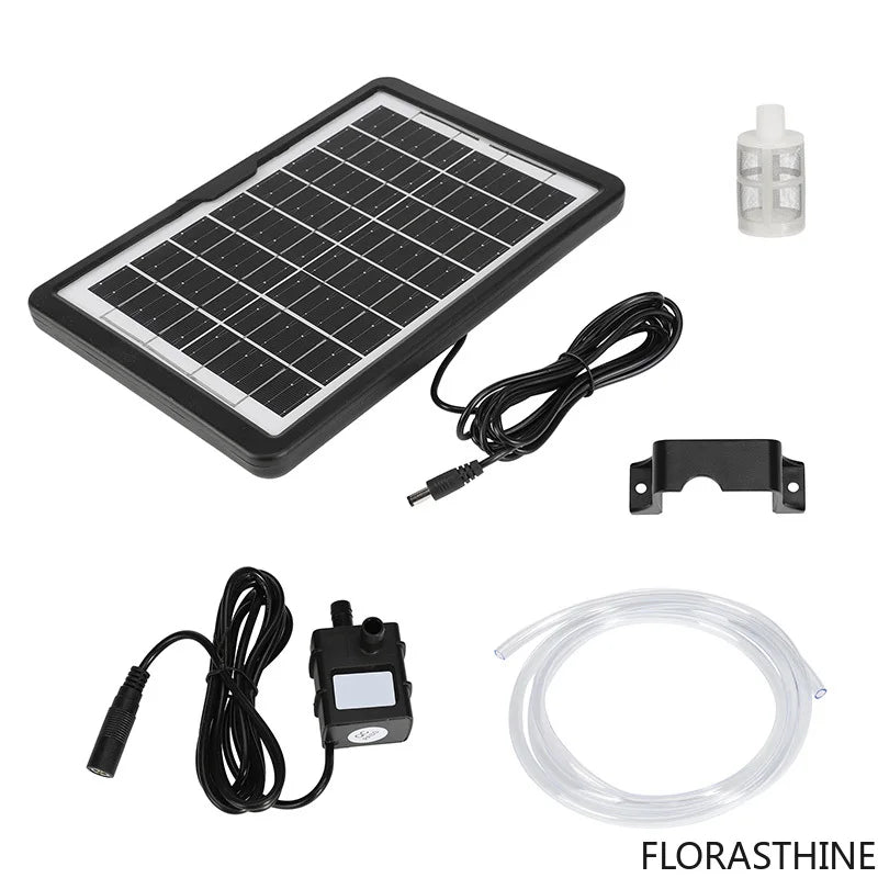 Kit Pompe Solaire Bassin 9V 6W avec Filtre et Tuyau 2 m
