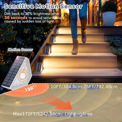 Lampe Solaire Escalier Extérieur 10 LED Détecteur de Mouvement