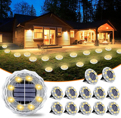 Lampe Solaire Enterrée 8 LED Étanche Jardin Pelouse Allée