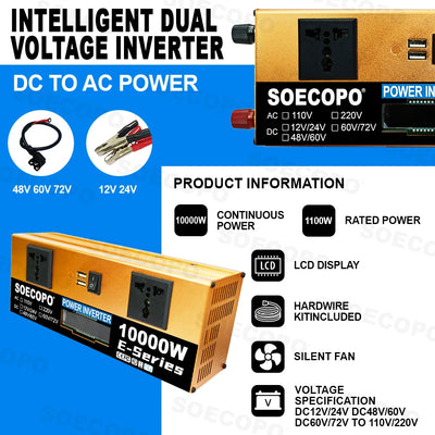 Kit Solaire Complet 10000W Panneaux 2x500W Onduleur – branchement aux panneaux solaires 12V/24V