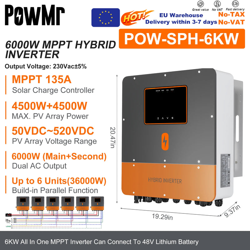 Onduleur Hybride Solaire 6 kW 48V MPPT