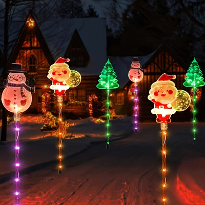 Piquet Solaire Noël Lot de 6 Père Noël Sapin et Bonhomme