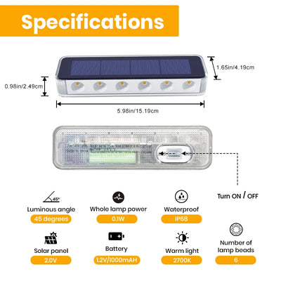 Spot Solaire Escalier LED IP68 Étanche Anti-Vol Extérieur
