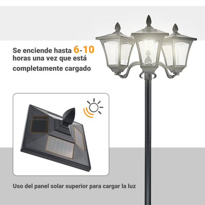 Lampadaire Solaire Extérieur Outsunny 3 Lanternes 1,82 m