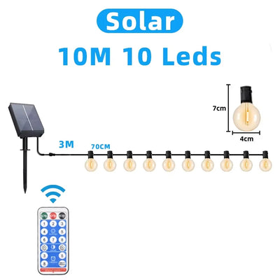 Guirlande Solaire Extérieur G40 Ampoules LED Étanche IP65