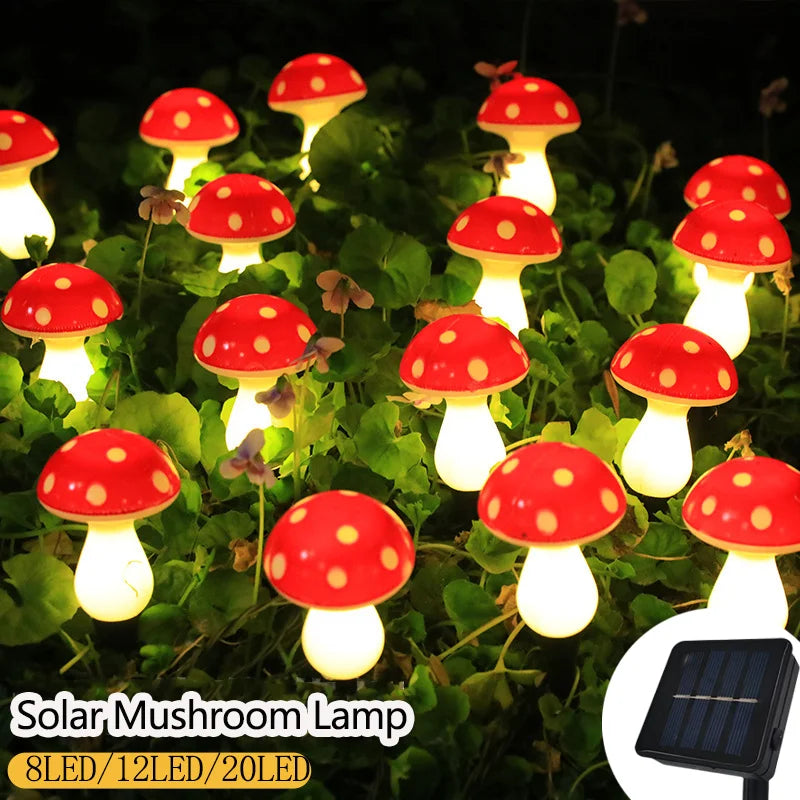 Guirlande Solaire Champignon Rouge Extérieur pour Jardin