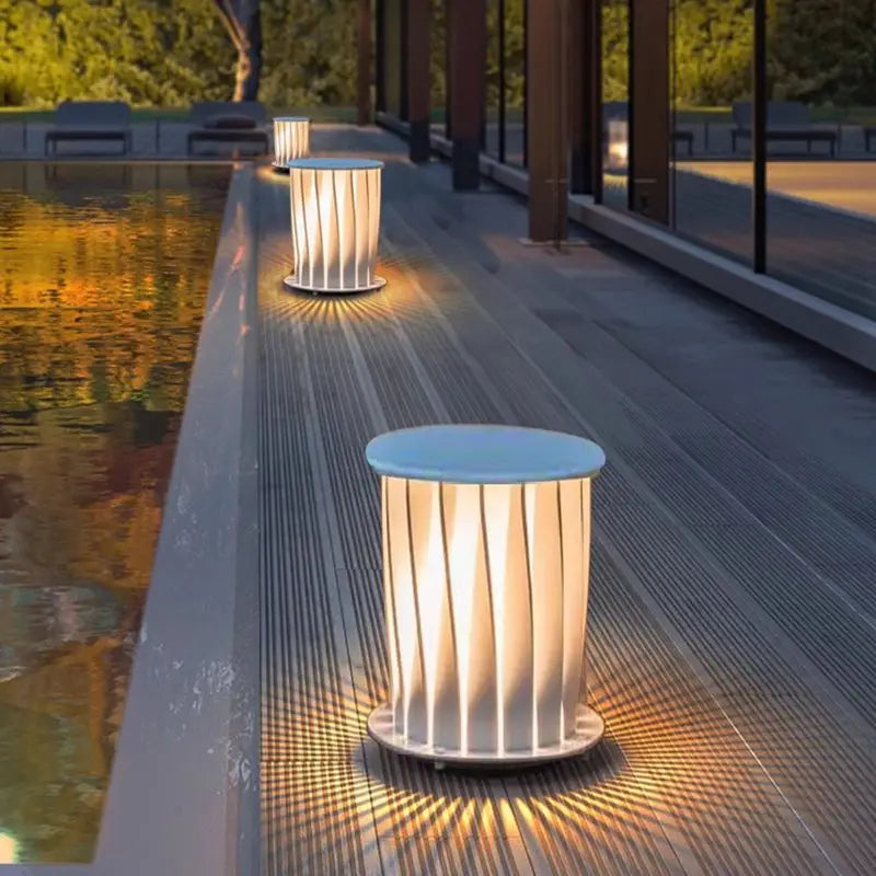Lampe Solaire de Colonne sur Pied d'Extérieur