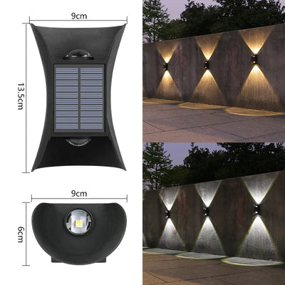 Applique Murale Solaire Extérieur Double Faisceau Haut Bas