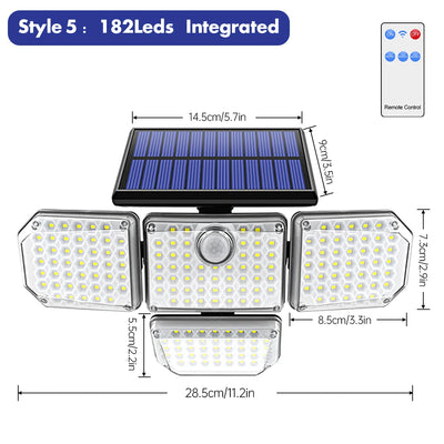 Projecteur Solaire 4 Têtes Réglables 6500K IP65 Télécommande