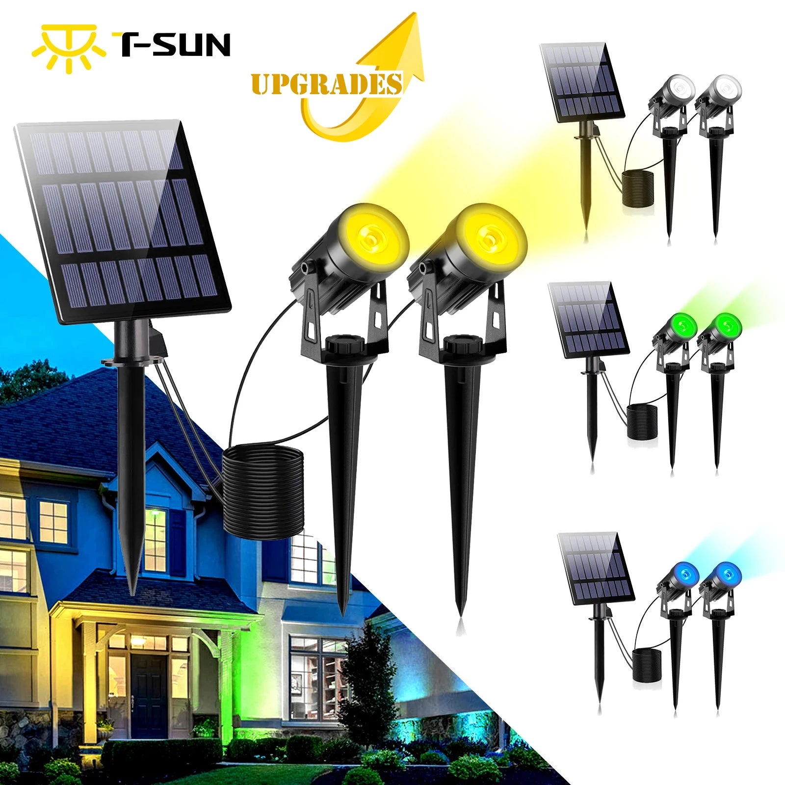 Projecteur solaire LED en aluminium pour jardin