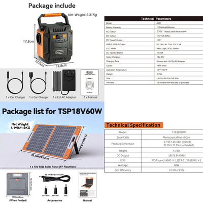 Générateur Solaire Portable 200W 172Wh - vue 7