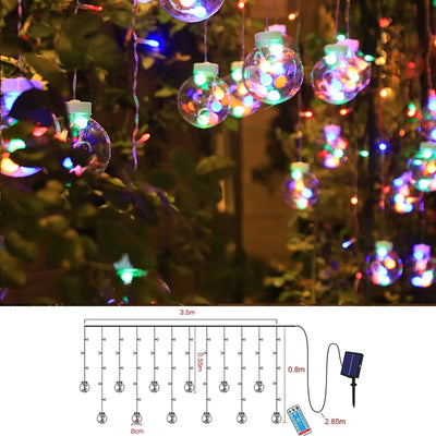 Rideau Lumineux Solaire 12 Globes avec Télécommande Noël