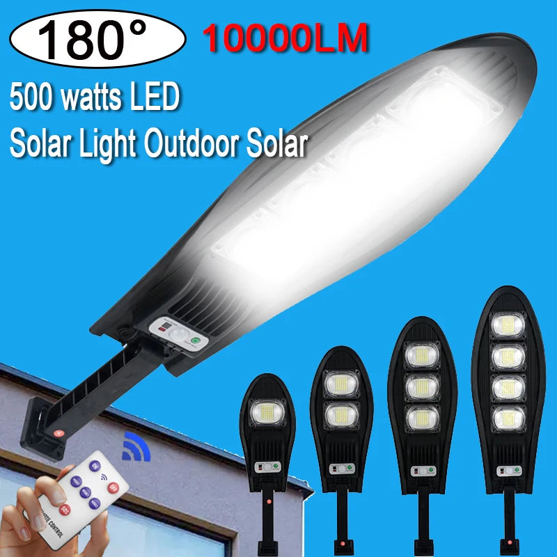 Lampadaire Solaire Détecteur de Mouvement Extérieur 180°, jusqu'à 168 LED