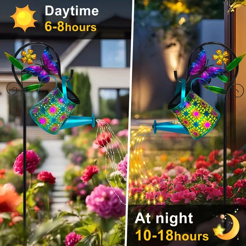 Arrosoir Solaire Lumineux à Cascade de LED pour Jardin