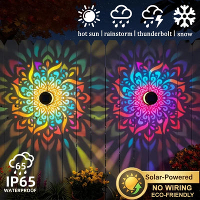 Applique Solaire Mandala LED Étanche pour Clôture et Mur