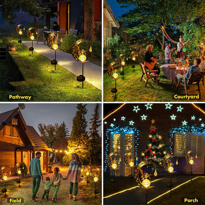 Piquet Solaire Jardin Globe Verre Craquelé Lune Décoratif