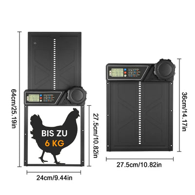 Porte Automatique de Poulailler Solaire Noire avec Minuterie