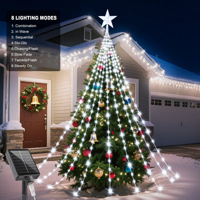 Guirlande Solaire Sapin de Noël 8 Modes LED en Cascade