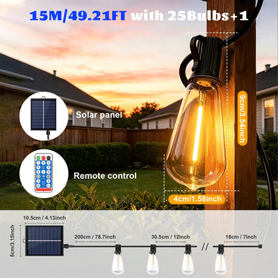 Guirlande Solaire Extérieur ST38 avec Télécommande Étanche