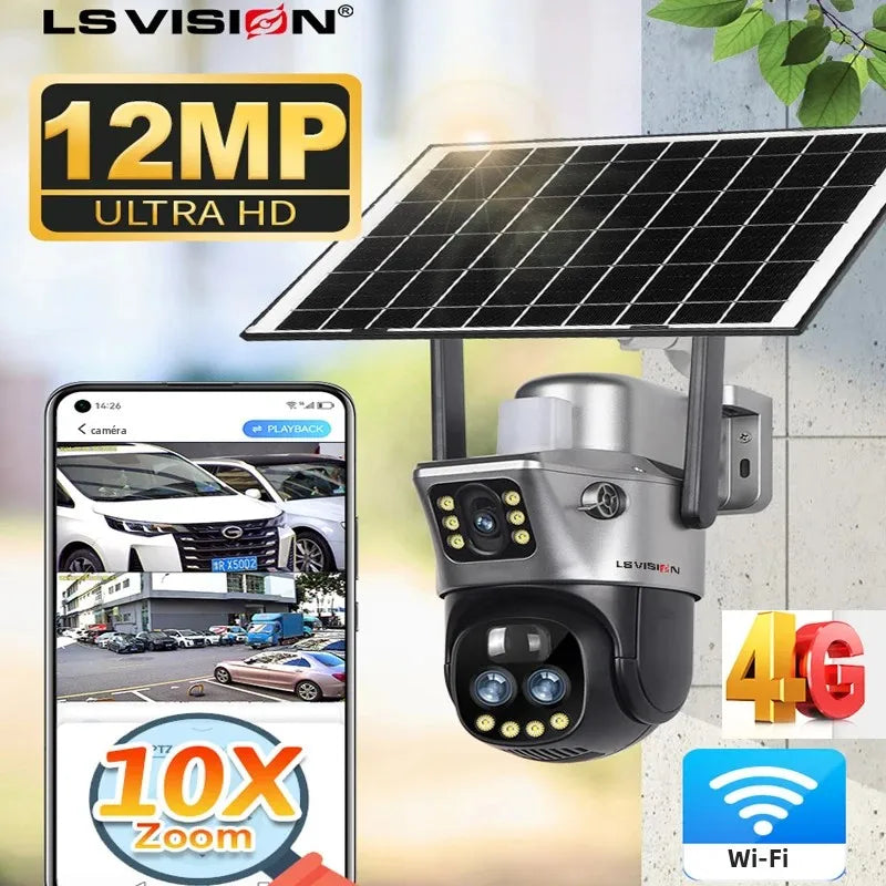 Caméra solaire de surveillance 4K sans fil pour extérieur