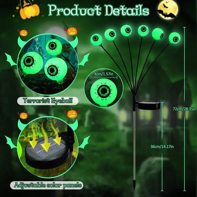 Lampe Solaire Halloween Piquet 6 Yeux Verts Lumineux