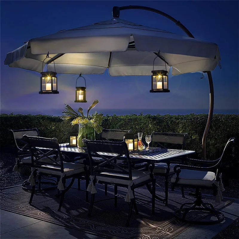 Lanterne Solaire Extérieure Style Palais 3 Bougies LED Suspendue