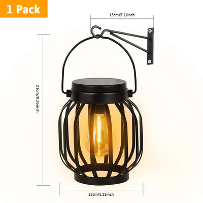 Lanterne Solaire Suspendue Métal Ampoule Edison Extérieur