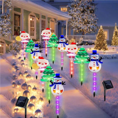 Kit Solaire Noël 6 en 1 Père Noël Sapin et Renne pour Pelouse