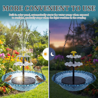 Bain d'Oiseaux Suspendu à Fontaine Solaire pour Jardin
