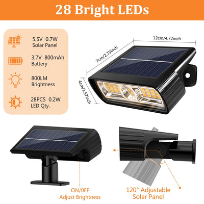 Lampe Solaire Numéro de Maison 28 LED 800lm Angle Réglable