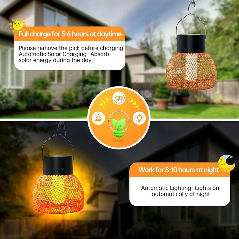 Lanterne solaire d'extérieur avec effet de flamme pour jardin