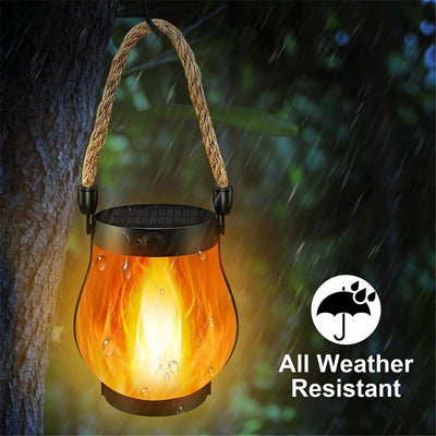 Lampe Torche Solaire 22 LED Flamme Vacillante Étanche Jardin