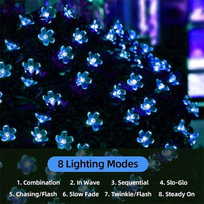 Guirlande Solaire Extérieur Fleurs de Cerisier LED Étanche