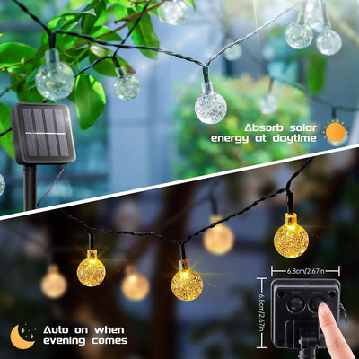 Guirlande Solaire Extérieur Boules de Cristal 20 LED 5 m