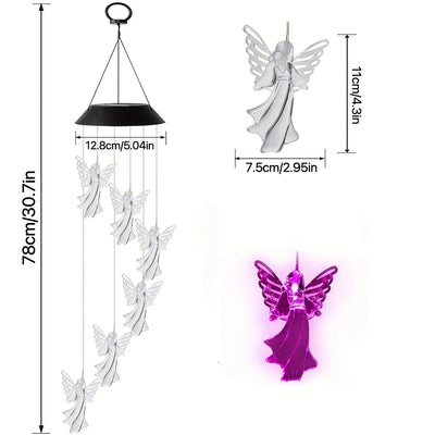 Carillon Solaire Ange Lumineux à Suspendre pour Jardin
