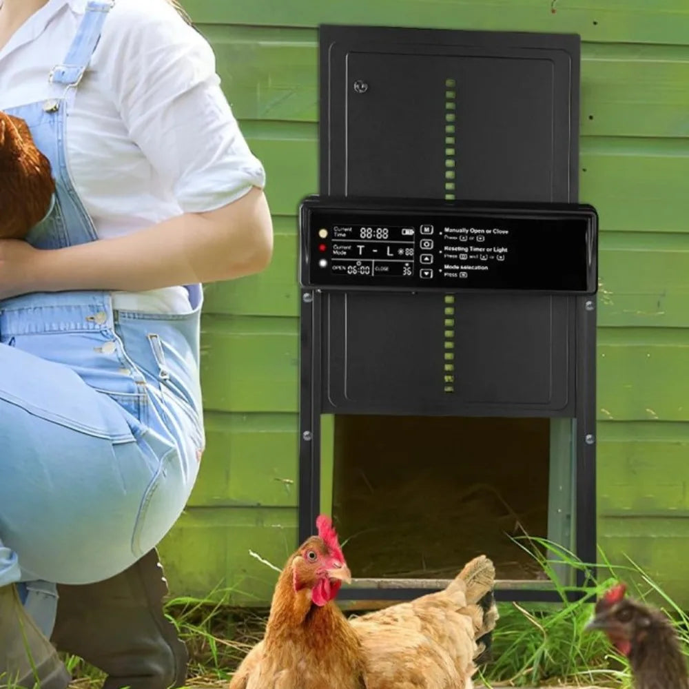 Porte Automatique de Poulailler Solaire Programmable Levage Anti-Pincement