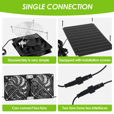 Extracteur d'Air Solaire 12V 25W Double Turbine Étanche