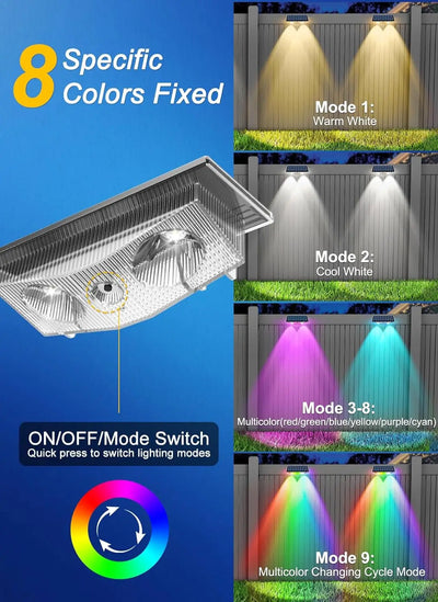 Lumière Solaire Clôture RGB IP65 Couleurs Changeantes Lot de 4