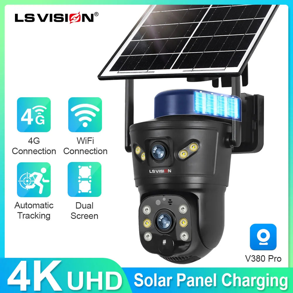 Caméra de Surveillance Solaire LS Vision 4G 8MP Double Objectif