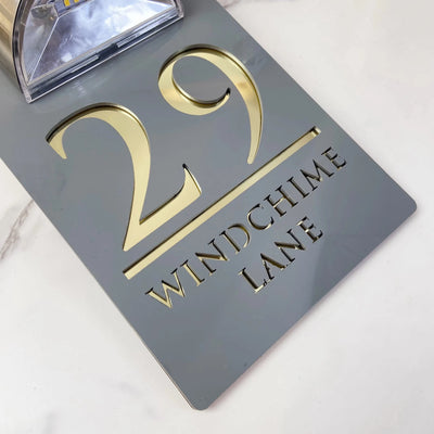 Plaque Numéro de Maison Solaire Acrylique Personnalisée Nom de Famille
