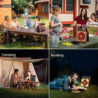 Ventilateur de Camping Solaire avec Lanterne LED Portable