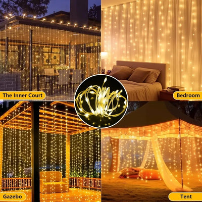 Guirlande Solaire 3x3 m 300 LED 8 Modes Noël et Halloween